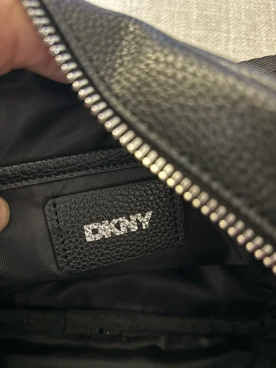 DKNY Black Pebbled Leather Belt Bag with Logo Strap - Picture 7 of 7